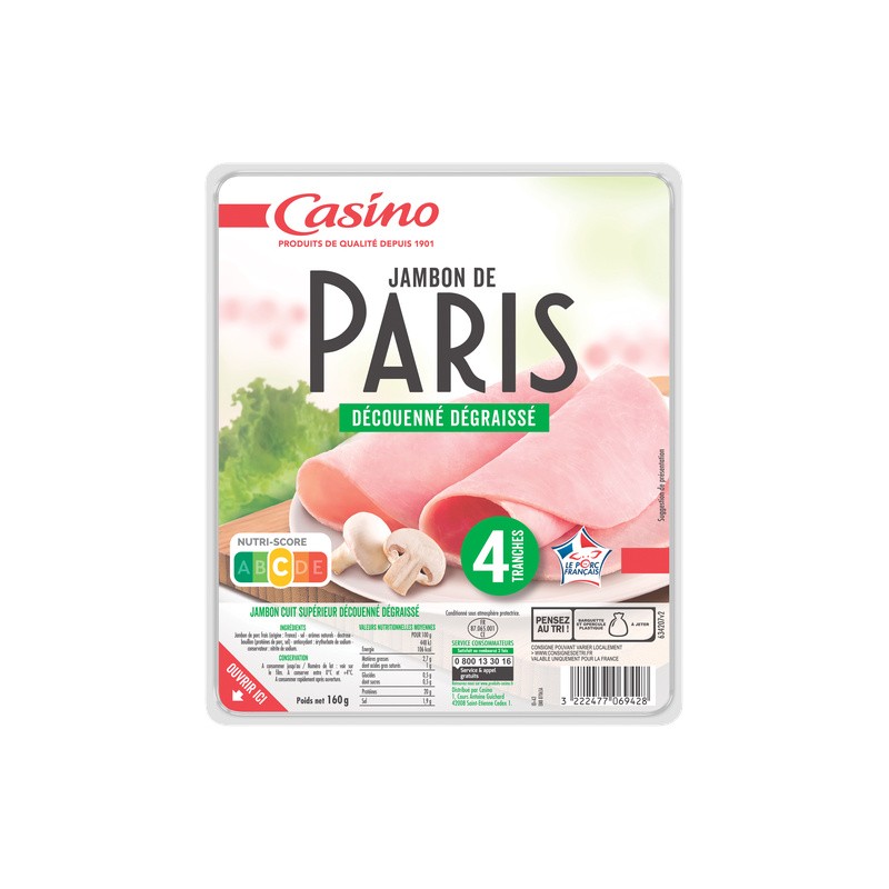 CASINO Jambon de Paris supérieur - 4 tranches - 160g